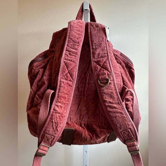 NWT Free People Malta Velvet Backpack Sepia Rose - Picture 2 of 9